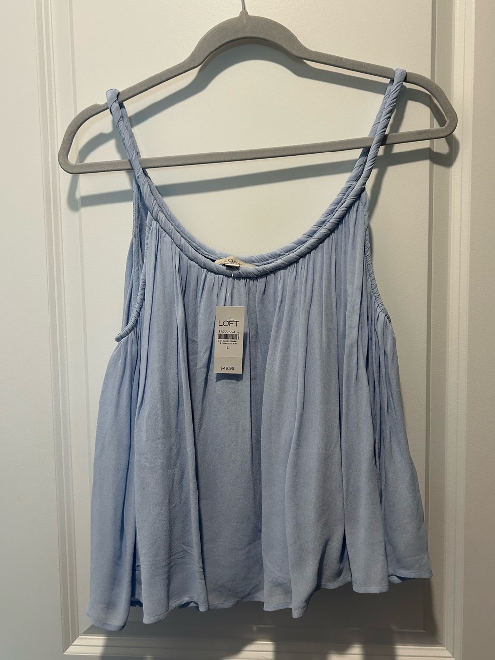 LOFT Light Blue Flowy Tank Top L NWT